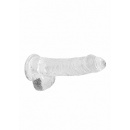 Dildo RealRock Crystal Clear 6-calowy z jądrami i przyssawką - przezroczysty, 17 cm - 6