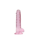 Realistyczny dildo z jądrami CRYSTAL CLEAR - przyssawka, TPE, długość wkładana 15 cm - 4