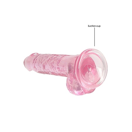 Realistyczny dildo z jądrami CRYSTAL CLEAR - przyssawka, TPE, długość wkładana 15 cm - 5