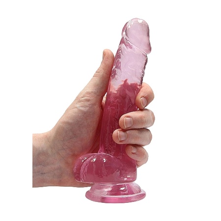 Realistyczny dildo z jądrami CRYSTAL CLEAR - przyssawka, TPE, długość wkładana 15 cm - 7