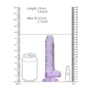 Realistyczne dildo CRYSTAL CLEAR z jądrami i przyssawką, 19 cm, fioletowe - 3