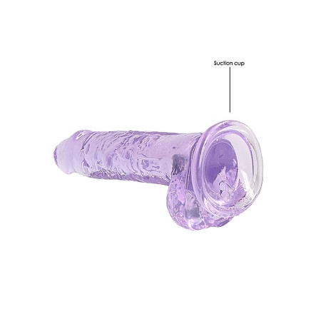 Realistyczne dildo CRYSTAL CLEAR z jądrami i przyssawką, 19 cm, fioletowe - 5