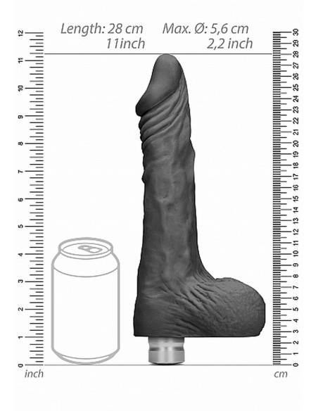 10" / 25 cm Realistic Vibrating Dildo With Balls - Black - Wibratory Realistyczne - 5
