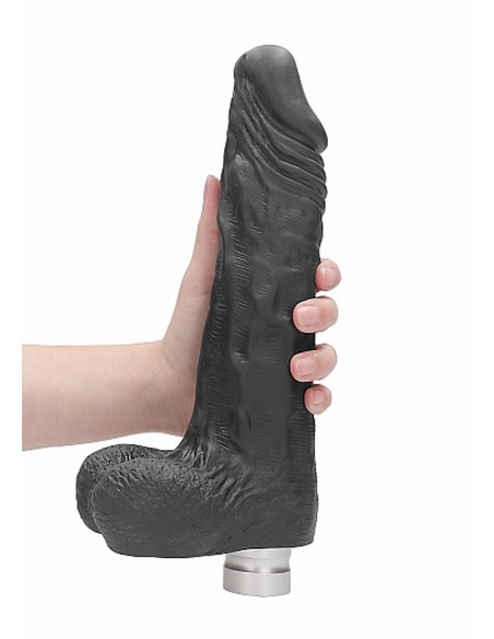 10" / 25 cm Realistic Vibrating Dildo With Balls - Black - Wibratory Realistyczne - 6