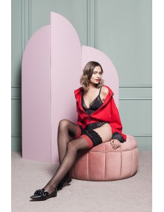 Bielizna-Pończochy cienkie Calze Victoria Czarno/Czerwone S/M - Pończochy - 1 2