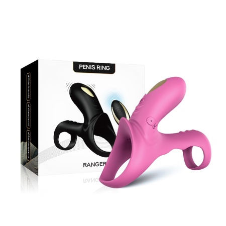 Pierścień wibracyjny Ranger Red Pink - 2 rozciągliwe pierścienie (prącie i jądra), pilot 12 m, 10,9 × 9,7 × 4,7 cm - 2