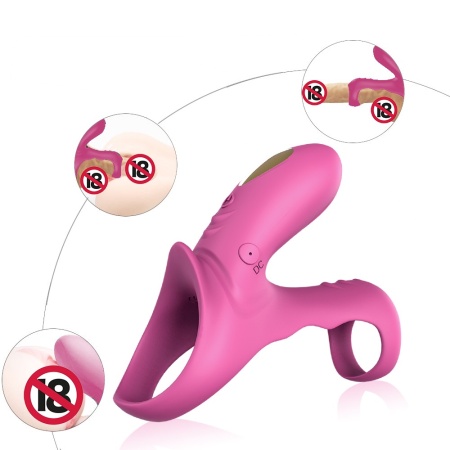 Pierścień wibracyjny Ranger Red Pink - 2 rozciągliwe pierścienie (prącie i jądra), pilot 12 m, 10,9 × 9,7 × 4,7 cm - 9