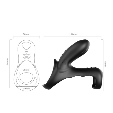 Podwójny pierścień erekcyjny Ranger black - 9 trybów wibracji - 4