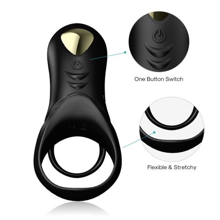 Podwójny pierścień erekcyjny Ranger black - 9 trybów wibracji - 8
