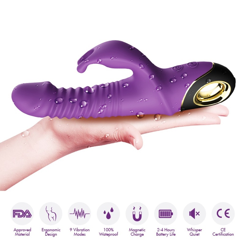 Wibrator Zing Purple z napędem pulsacyjno-obrotowym i stymulacją punktu G, 19,5 cm - 6