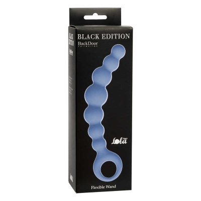 Łańcuch analny Beards Flexible Wand Blue - silikon medyczny, 18 cm, stopniowane segmenty 2-3 cm, pierścień oporowy - 1