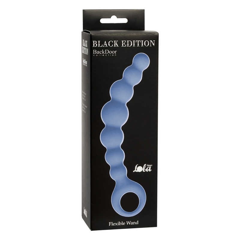 Łańcuch analny Beards Flexible Wand Blue - silikon medyczny, 18 cm, stopniowane segmenty 2-3 cm, pierścień oporowy - 1