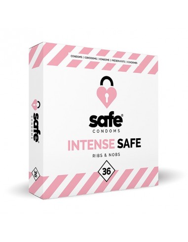 SAFE - Condoms Intense Safe Ribs / Nobs (36 pcs) - Prezerwatywy klasyczne - 1