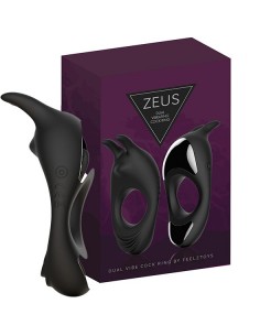 Zeus Dual Vibe Cock Ring Black - Pierścienie erekcyjne wibrujące - 1