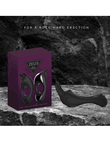 Zeus Dual Vibe Cock Ring Black - Pierścienie erekcyjne wibrujące - 6