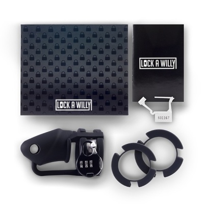 Silikonowy pas cnoty Lock-a-Willy – regulowany, czarny - 1 2