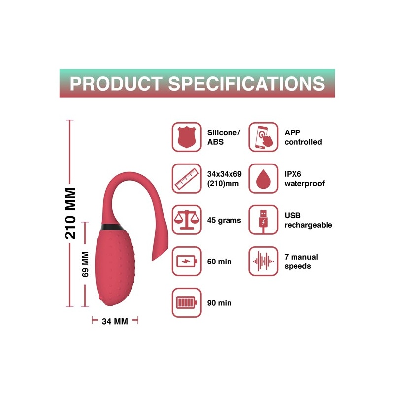 Wibrator Magic Motion Fugu Smart Red - 7