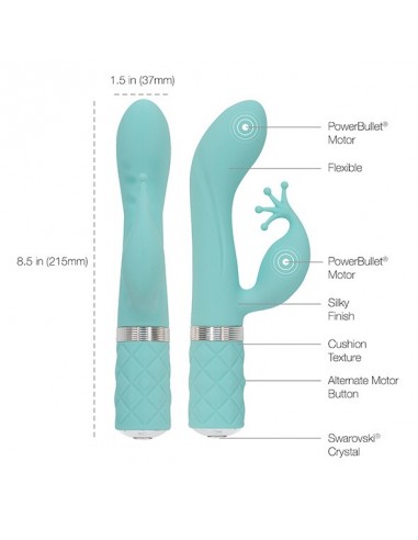 Pillow Talk - Kinky Rabbit / G-Spot Vibrator Teal - Wibratory Króliczki - 4
