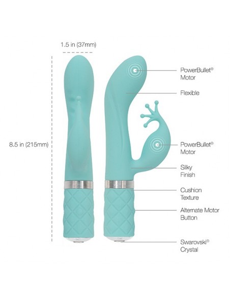 Pillow Talk - Kinky Rabbit / G-Spot Vibrator Teal - Wibratory Króliczki - 4
