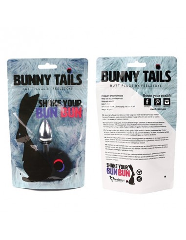 FeelzToys -Bunny Tails Butt Plug Black - Korki analne z ogonkiem - 4