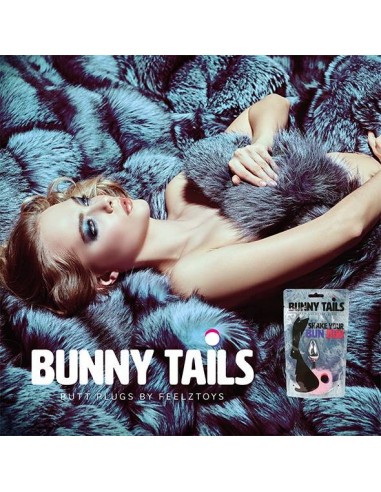 FeelzToys -Bunny Tails Butt Plug Black - Korki analne z ogonkiem - 5