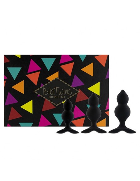 Bibi Twin Butt Plug Set 3 Pcs Black - Zestawy Korków Analnych - 1