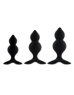 Bibi Twin Butt Plug Set 3 Pcs Black - Zestawy Korków Analnych - 1 2