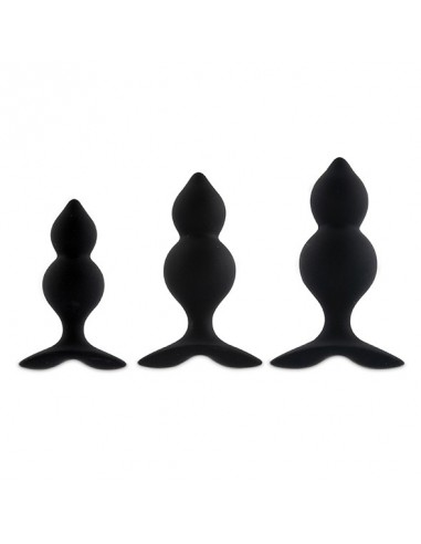 Bibi Twin Butt Plug Set 3 Pcs Black - Zestawy Korków Analnych - 2