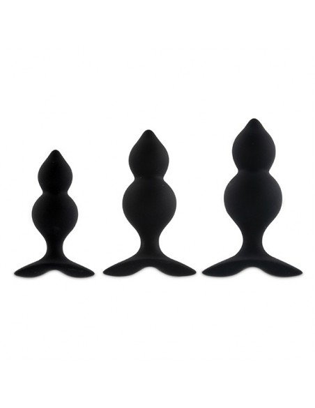 Bibi Twin Butt Plug Set 3 Pcs Black - Zestawy Korków Analnych - 2