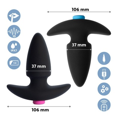 Zestaw 2 wibrujących zatyczek analnych FeelzToys FunkyButts 3,7 cm x 10,6 cm - 1 2