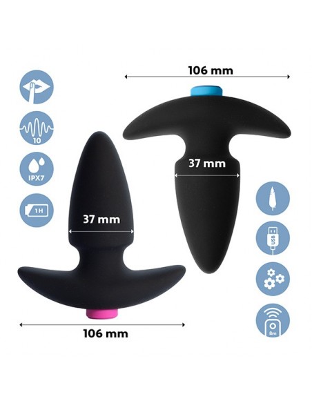 Feelztoys - Funkybutts Remote Controlled Butt Plug Set For Couples - Kulki i korki analne wibrujące - 2