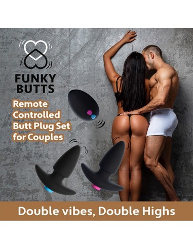 Feelztoys - Funkybutts Remote Controlled Butt Plug Set For Couples - Kulki i korki analne wibrujące - 6