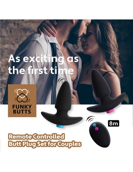 Feelztoys - Funkybutts Remote Controlled Butt Plug Set For Couples - Kulki i korki analne wibrujące - 7
