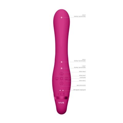 Wibrator strapless strap-on Suki Pink - 3 niezależne silniki, długość 22 cm, silikon medyczny IPX7 - 1 2