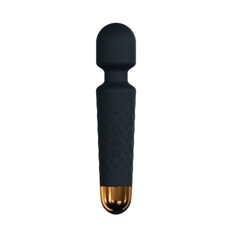 Masażer różdżkowy Wanderful Black - silikon medyczny, 8 prędkości i 10 programów, akumulator USB, 20 x Ø 4,1 cm - 1