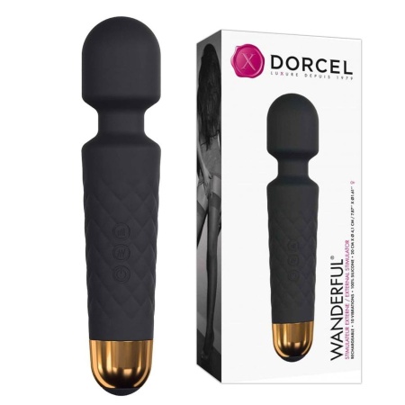 Masażer różdżkowy Wanderful Black - silikon medyczny, 8 prędkości i 10 programów, akumulator USB, 20 x Ø 4,1 cm - 3