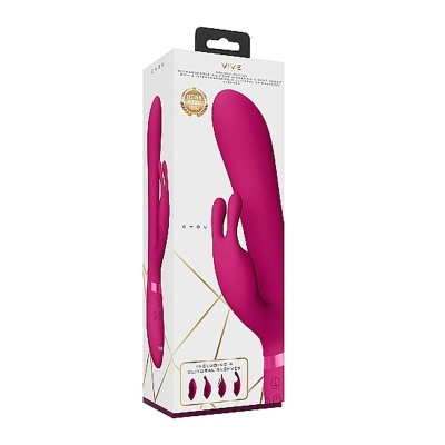 Wibrator Króliczek Chou Pink - 2 Silniki NG F1, 4 Wymienne Nakładki, 22,3 × 4,3 cm - 1