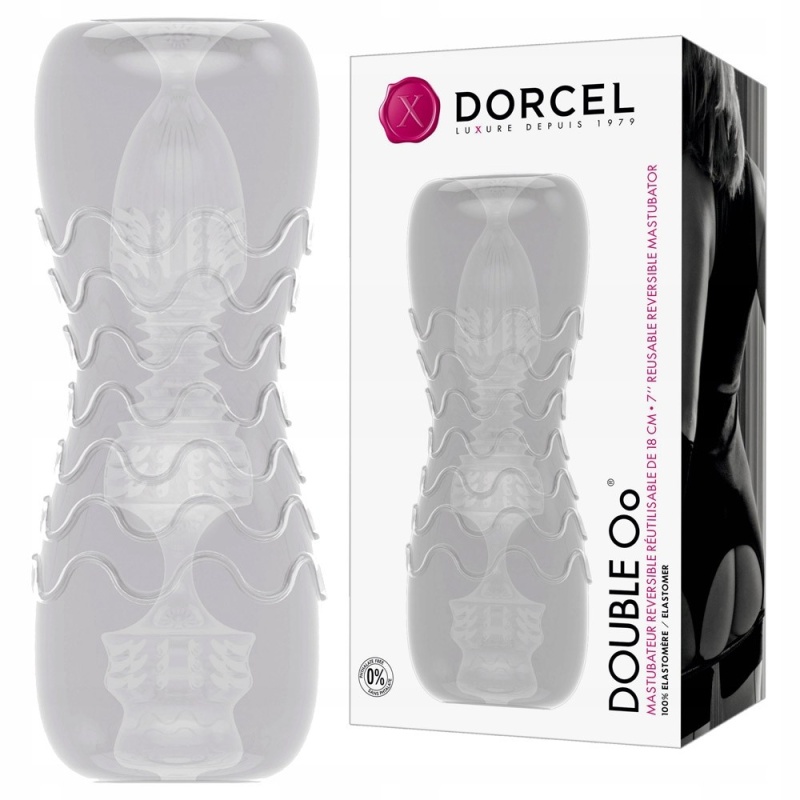 Masturbator dwustronny DOUBLE Oo - miękki i giętki elastomer, 18 cm x 7 cm - 2