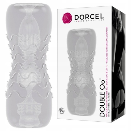 Masturbator dwustronny DOUBLE Oo - miękki i giętki elastomer, 18 cm x 7 cm - 2