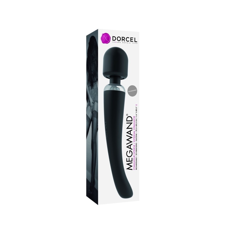 Wibrator typu różdżka Marc Dorcel Megawand Black - głowica silikonowa 5,5 cm, długość 29 cm, 20 trybów wibracji - 5