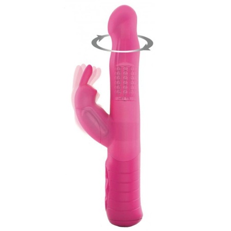 Wibrator króliczek Baby Rabbit 2.0 Magenta - obrotowa główka z pierścieniem kulek, 22 cm - 3