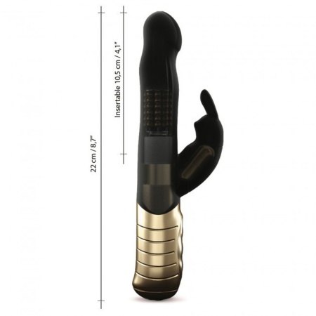 Wibrator typu króliczek Baby Rabbit Black & Gold 2.0 - dwa niezależne silniczki, rotacja 360° - 22 cm - 6