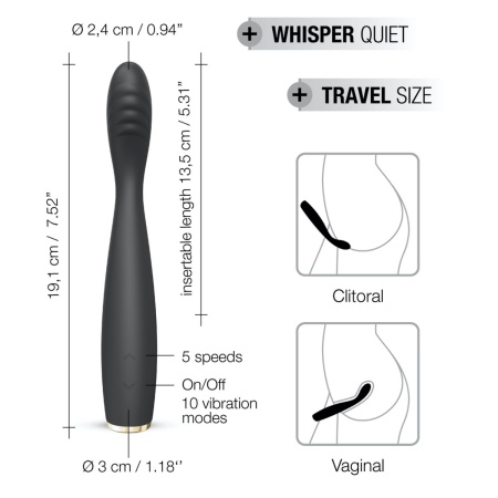 G-SLIM Marc Dorcel - wibrator do punktu G z elastyczną szyjką i żłobkowaną główką, 19,1 cm - 10