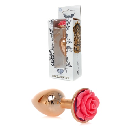 Biżuteria analna PLUG ROSE - stal nierdzewna, anatomiczny kształt, długość całkowita 7 cm, średnica 2,7 cm - 1