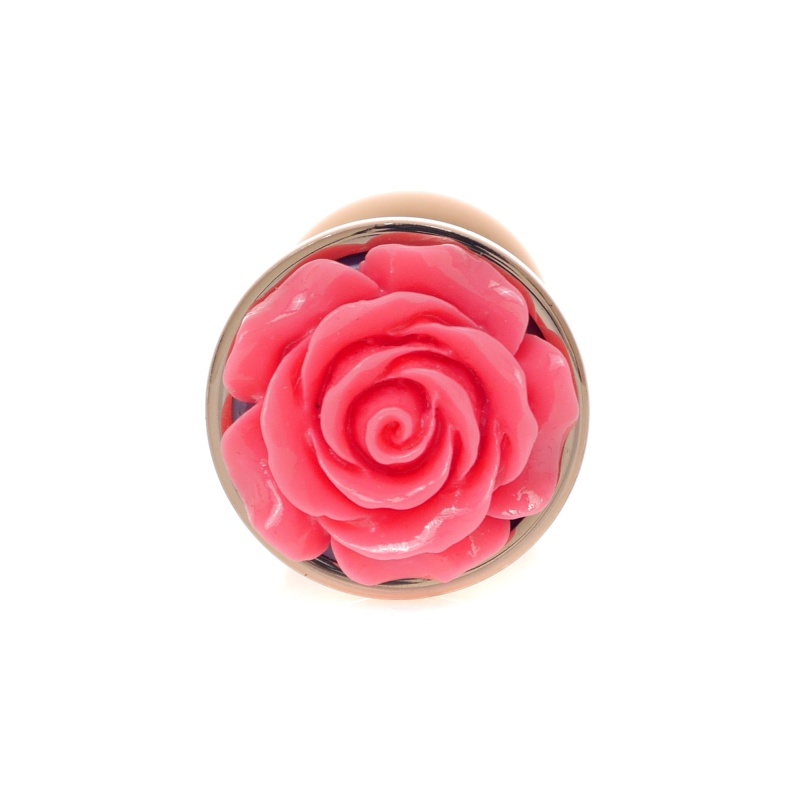 Biżuteria analna PLUG ROSE - stal nierdzewna, anatomiczny kształt, długość całkowita 7 cm, średnica 2,7 cm - 2