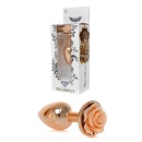 Korek analny Rose Peach ze stali nierdzewnej, 7 cm, śr. 2,7 cm, z różą u podstawy - 1