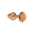Korek analny Rose Peach ze stali nierdzewnej, 7 cm, śr. 2,7 cm, z różą u podstawy - 3