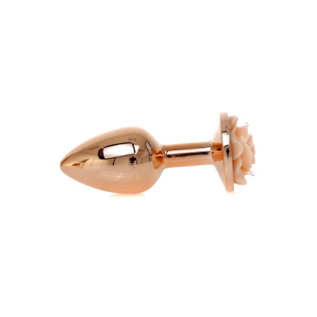 Korek analny Rose Peach ze stali nierdzewnej, 7 cm, śr. 2,7 cm, z różą u podstawy - 4