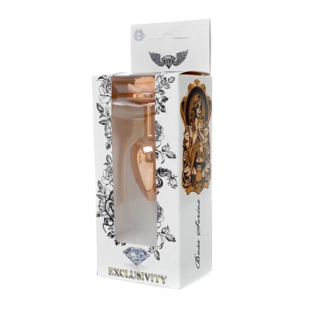Korek analny Rose Peach ze stali nierdzewnej, 7 cm, śr. 2,7 cm, z różą u podstawy - 7