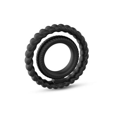 Dual Ring — podwójny, elastyczny pierścień silikonowy na penisa i jądra, Ø 4,35 cm / Ø 2,5 cm - 1